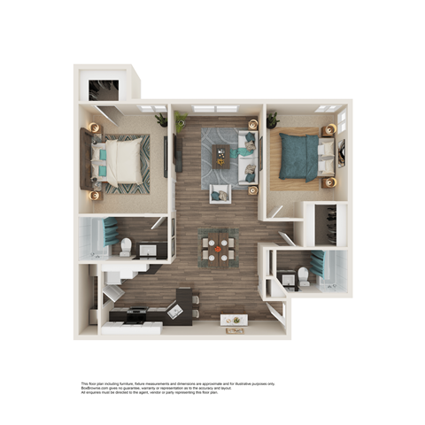 Floor plan for 2 beds, 2 baths, 903 sqft